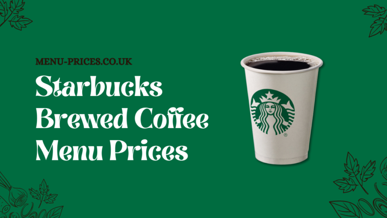 Starbucks Brewed Coffee Menu with Prices