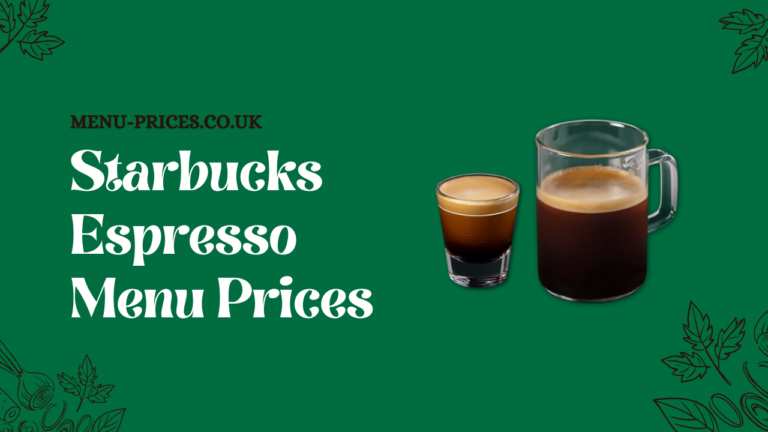Starbucks Espresso Menu with Prices