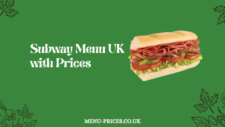 Subway Menu UK with Prices