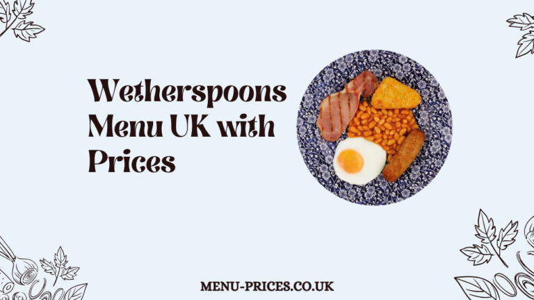 Wetherspoons Menu UK with Prices